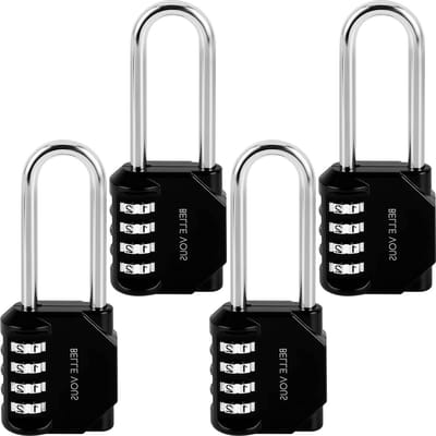 Zware Kwaliteit Zwarte 4-Cijferige Combinatie Hangsloten - Waterdicht - Geschikt voor Gym & School Lockers - 42 x 22 x 11 cm