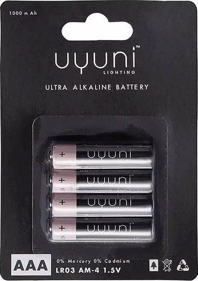 Batterijen - Uyuni  - Uyuni Lighting alkaline batterijen AAA, 1.5V, 1000mAh - Batterijen 4-pack AAA