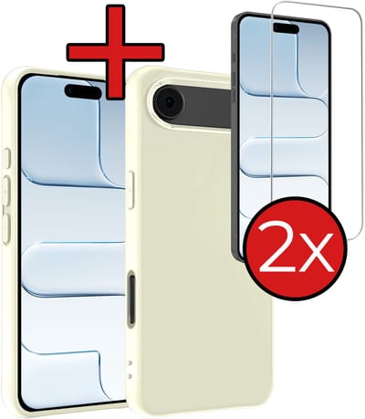 Hoesje - Met 2x Screenprotector - Geschikt voor Apple iPhone Air - Sterk & Shockproof - Telefoon Hoes - Back Cover - Siliconen Case - Telefoonhoes - Wit