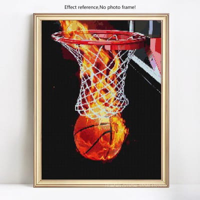 Strass Landschap Diamant Schilderij Basketbal Diamant Borduurwerk Kruissteek 20X30CM gray