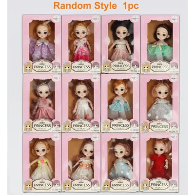 1 stuks Mini Leuke Pop Meisje Simulatie Prinses Kostuum stijl Begeleid met Beweegbare Gewrichten brown