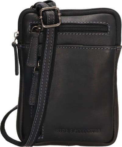 Hide & Stitches Japura Schoudertas Unisex - Crossbodytas met verstelbare schouderband - Tas van 100% Leder - Zwart