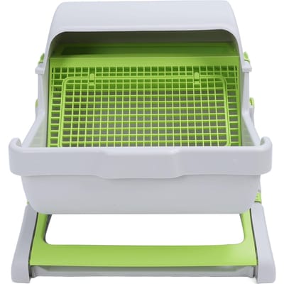 Bac à litière autonettoyant pour chat Plastique PP Assemblage facile Style seau basculant Semi-automatique Grand bac à litière pour chaton