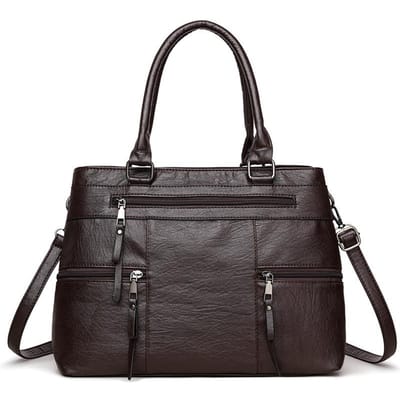 Kwaliteit Handtas met Grote Capaciteit Nieuwe Zachte Leren Pendeltas Schoudertas Crossbodytas gray
