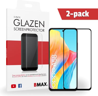 2-pack BMAX Screenprotectors geschikt voor OPPO A58 - Van gehard glas - Samsung screenprotectors - Telefoonaccessoires - Telefonie & Accessoires - Beschermglas - Glazen screenprotectors