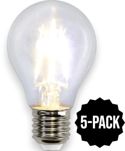 5-Pack | Standaard bol - E27 - 4W - Extra Warm Wit - 2700K - Filament - Helder