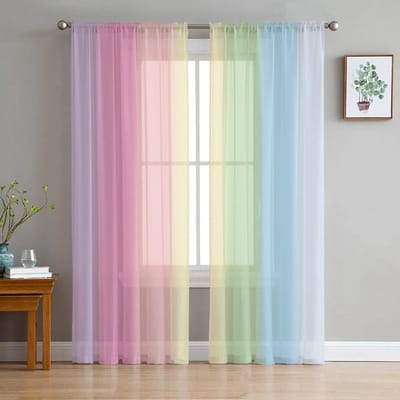 Slaapkamer Transparante Gordijnen Sterrenhemel Regenboog Stippen Woonkamer Keuken Raamgordijnen Tuinterras Balkon Slaapkamer Transparante Gordijnen 135W x 160H(cm)