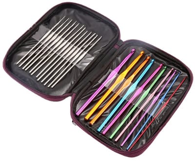 22-delige haaknaaldenset - Ergonomische haaknaalden - Inclusief opbergetui - Crochet set - Aluminium - Kleurrijk - Haken - Jonyx
