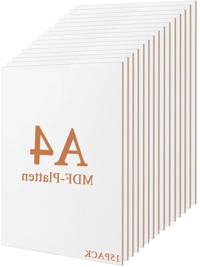 Set van 15 A4 MDF Platen 3 mm, Houten Panelen voor Creatief Werk, Ideaal voor Laser en CNC Router Modellen