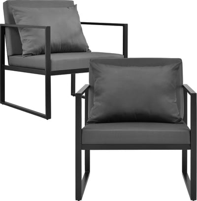 Tuinstoel tuin armleunstoel set van 2 zwart 70x60x60cm