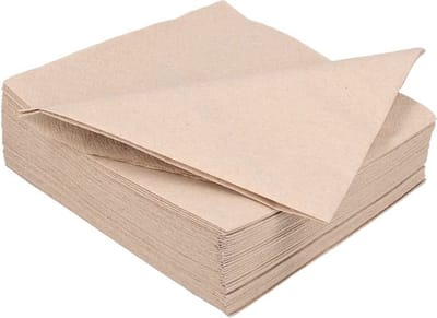 100 x Papieren tafel servetten 33cm 1 Laag Natuur Ecolabel