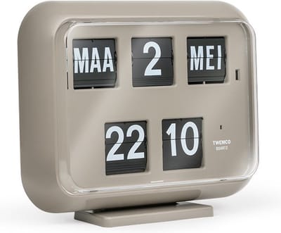 Twemco QD-35 - Flipklok - Grijs - Flip Klok - Nederlandse Datum - Digitale Klok Met Datum En Dag - Retro Klok - Wandklok - Tafelklok - Datumklok - Klok Met Datum - Klok Met Dag En Datum - Kalenderklok - Digitale Klok - Digitale Klok Op Batterijen