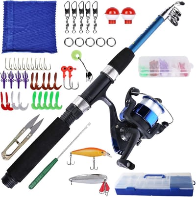 Complete Visset voor Kinderen 1,5m Telescopische Hengel Inclusief Molen en Tackle
