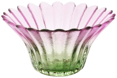 Dekoratief | Theelichthouder bloem, paars/groen, glas, 11x11x6cm | A255546