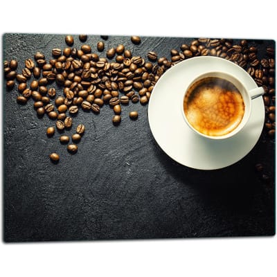 TMK ArtDeko - Glas Snijplank - 52x40 cm - Koffie Design - Voor Inductie
