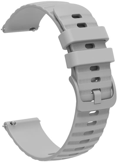 Siliconen bandje - geschikt voor Garmin Vivoactive 4 / Venu 4 (45mm) / Venu 3 / 2 / Forerunner 255 / Forerunner 265 / 570 (47mm) en Polar Vantage M / M2 / V3 / Grit X (Pro) - ribbel - grijs