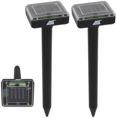 2 Stuks Diervriendelijke Mollen Ongediertebestrijding op Solar Zonne energie - knaagdierafweermiddel -  Molverdediging  -Hoge Frequenties - Schrikt mollen af