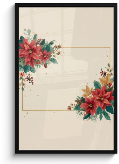 Poster in lijst - Fotolijst 60x90 cm - Posters - Kerst - Pointia - Omlijsting - Kleurrijk - Posterlijst zwart - Decoratie - Wanddecoratie woonkamer - Muurdecoratie slaapkamer - Kerstversiering - Kerstdecoratie voor binnen - Kerstmis