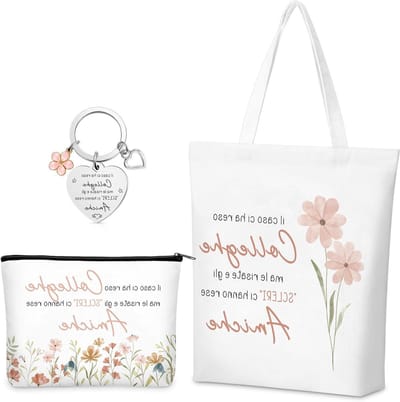 3-delige Cadeauset voor Collega's met Sleutelhanger, Toilettas en Canvas Tas voor Vrienden, Perfect voor Verjaardag en Afscheid