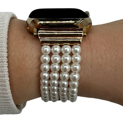 123watches bandje - sieraad - Wit - 38 · 40 · 41 & 42 mm - Geschikt voor Apple Watch series 1/2/3/4/5/6/7/8/9/10/11/12/SE/SE2/SE3