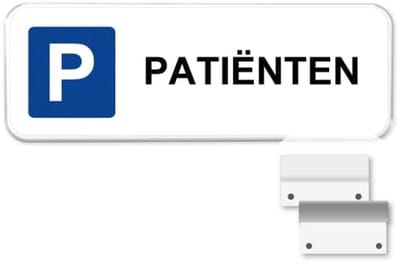 Parkeerbord Patiënten - Weerbestendig Aluminium - 40x15 cm - Bevestiging: Met muur-/ wandmontage beugels