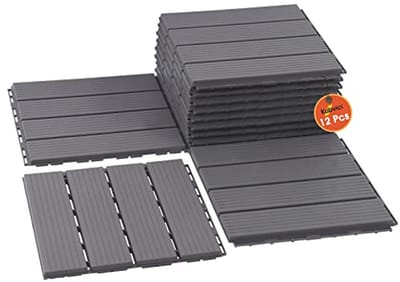 Dektegels voor buiten, 12 stuks 30 x 30 cm, waterdicht en geschikt voor alle weersomstandigheden