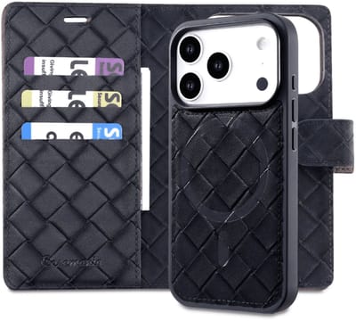 CaseMania - Bookcase 2-in-1 - Woven - MagSafe - iPhone 17 Pro - Zwart