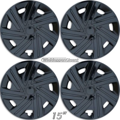 GoodGo Wieldoppen CYRKON-GB 15 inch GLANZEND ZWART. Set a 4 stuks in doos (CONTROLEER UW BANDENMAAT en lees a.u.b. de onderstaande, uitgebreide tekst!)