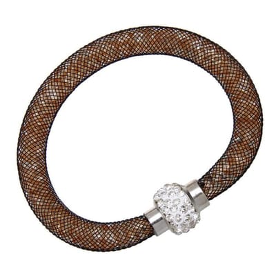 Fako Bijoux® - Armband - Sterrenstof Disco Dots - Zwart/Zalmroze