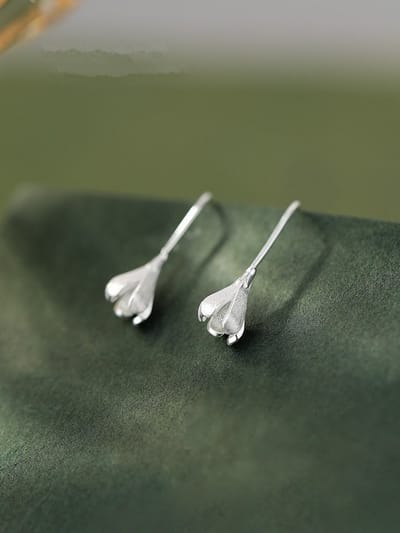 dames oorbellen met bloem-20mm*11mm-zilver 925