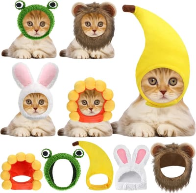 5-delige Schattige Kattenhoed Set, Kostuum Hoed met Oren voor Katten en Kleine Honden, Grappige Party Accessoire voor Kittens en Puppies