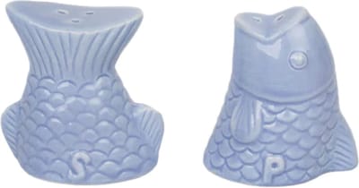 Helio Ferretti Peper- en Zoutstel Vis Blauw Keramiek