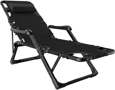 Lounge Stoel - Relaxfauteuil Ligstoel - Buiten Ontspannen - Verstelbare Rugleuning - 170X35X65CM - Zwart