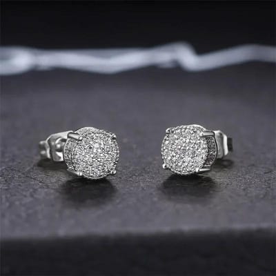 Fijne Oorknopjes Belegd Met Witte Zirkonia In Zilver- Of Goudkleur Voor Dames En Heren Modieus Veelzijdig Koppel Oor Sieraden gray