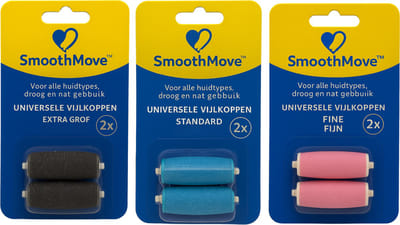 SmoothMove Universele Navullingen Elektrische Voetvijl – Rollers compatibel met Scholl Velvet Smooth – Multipack (3x2 stuks) – Standaard, fijn & extra grof