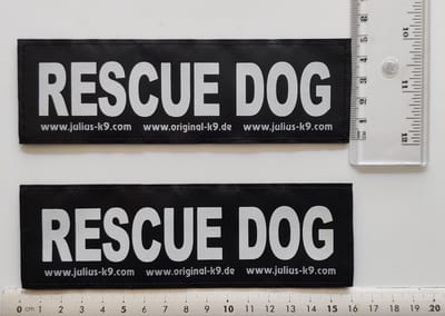 Julius-K9 Set Labels voor Powerharness - Large tekst: RESCUE DOG
