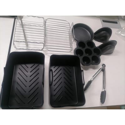 Aoresac Accessoires voor luchtfriteuses Vaatwasmachinebestendig 9 stuks Friteuseaccessoires met pizzapan voor luchtfriteusevoering