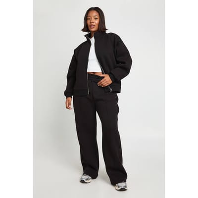 boohoo Dames Plus jogger met wijde pijpen | Black | Maat: 16