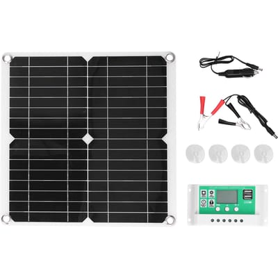 40W 18V Monokristallijn Silicium Flexibel Zonnepaneel met 40A Zonne-laadregelaar met Dubbele USB black