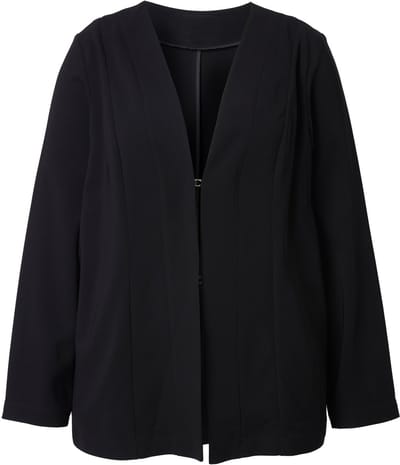 Ulla Popken - Dames - Jasje sjaalkraag openvallend model lange mouw - Zwart - Maat 54+