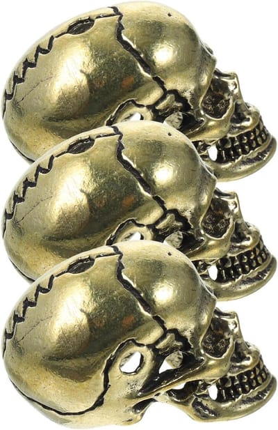 Schedelbedels Messing - Doodskop Hanger - Sieraden Maken - Steampunk Ontwerp - 3 Stuks - Goudkleurig