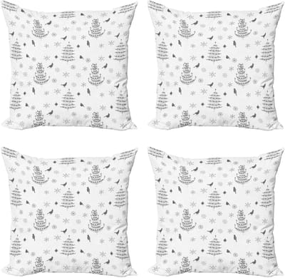 ABAKUHAUS Kerstkussenhoezen, set van 4, moderne accenten, dubbelzijdige digitale print, 50 x 50 cm, donkergrijs en lichtgrijs