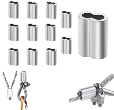 12 stuks staalkabelringen - ronde gaten touwring - kabelklem - metalen ring - waterdicht - hittebestendig - roestvrij - ijzerwaren accessoires - geschikt voor staalkabel, trekkabel, henneptouw (zilver, 2,4*3,3 cm)