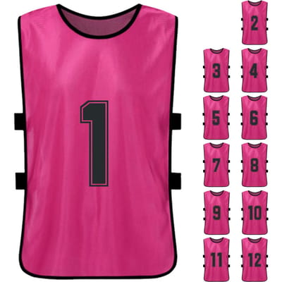 6 Pièces Débardeurs de Football pour Enfants Séchage Rapide Maillots de Football Sports de Jeunes Entraînement d'Équipe de Basketball Bavoirs Numérotés 12pcs For Children rose
