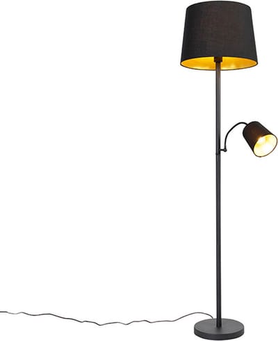 QAZQA retro - Klassieke Dimbare LED Smart Vloerlamp | Staande Lamp incl. wifi met Dimmer - 1 lichts - H 159.7 cm - Zwart Goud - Woonkamer | Slaapkamer