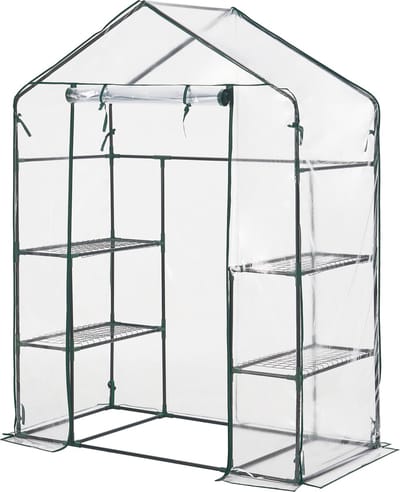 Tuinkas Hoorn met 4 planken 140x73x195 cm transparant