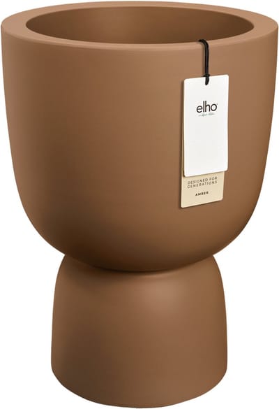 Elho Amber Coupe Round 35 - Bloempot voor Binnen & Buiten - 100% Gerecycled Plastic - Ø 34.9 x H 49.0 cm - Karamel