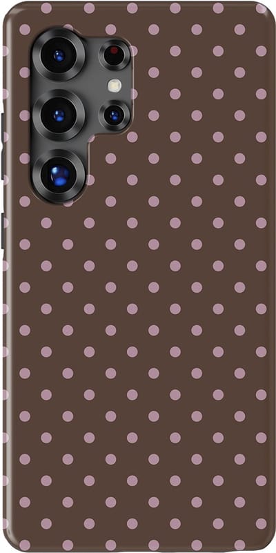 Polka Dots Hoesje Samsung Galaxy S25 Ultra | Geschikt Voor Mag | Stippen Design Backcover Samsung Galaxy S25 Ultra Choco Blush