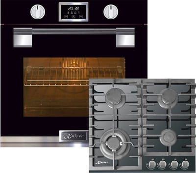 Kaiser - kookplaat - Inbouwoven - EH 6338 s - Gaskookplaat KCG 6383 - 60 cm - oven - pyrolytische oven - 11 functies -