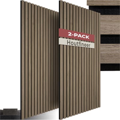 tectake® Akoestische Panelen - Set van 2 - Akoestisch Wandpaneel - 50 x 110 cm - 1,1 m² - Wandpanelen met Aanpasbare Grootte - Lattenwand van MDF en Houtfineer - Geluidsisolatie - Stijlvolle Wanddecoratie - Eenvoudige Montage - Donker Eiken